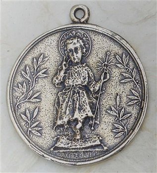 Child Jesus White Bronze Medal 1 3/8"