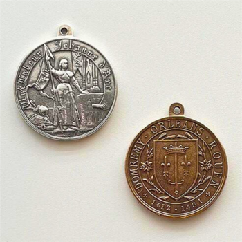 French Joan of Arc White Bronze Medal 1 1/2"