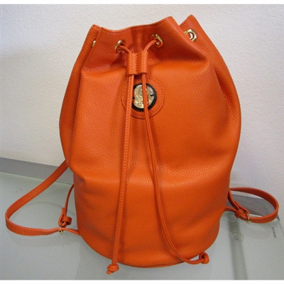 ASMAR Bucket Bag Backpack in Orange Leather