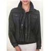 LINDI Black Button Front Collared Jacket with Faux Fur Trim