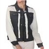 LINDI White-Black Button Front Collared Jacket with Faux Fur Trim