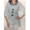 LINDI Light Blue Packable Stretch Swirl Print Button Front Collared Tunic Top
