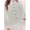 LINDI Solid White Packable Stretch Button Front Collared Tunic Top