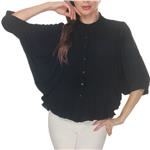 LINDI Black Button Front Stretch Tunic Top