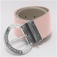 NOEL ASMAR Italian Leather Pink W/ Clay Reversible Belt With Chrome Buckle