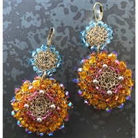 Handmade Couture Crocheted Wire Jewelry Earrings