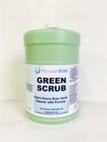 GREEN SCRUB, EXTRA HEAVY DUTY HAND CLEANER WITH PUMICE, LEMON-LIME FRAGRANCE.