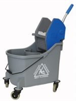 DIVIDED BUCKET AND WRINGER SYSTEM FOR FLAT MOPS AND STD. MOPS.