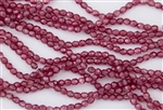 4mm Firepolish Czech Glass Beads - Coated Satin Sherbet Pink