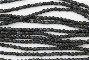 4mm Firepolish Czech Glass Beads - Jet Black Picasso Matte