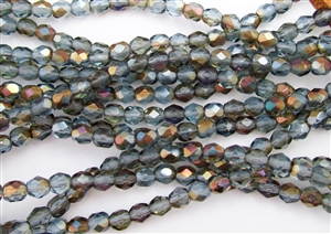 4mm Firepolish Czech Glass Beads - Montana Blue Twillight