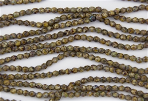 4mm Firepolish Czech Glass Beads - Opaque Beige Picasso