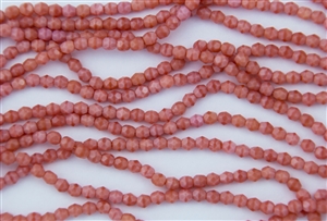 4mm Firepolish Czech Glass Beads - Opaque Pink Coral