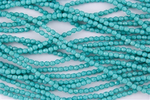 4mm Firepolish Czech Glass Beads - Opaque Turquoise