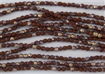 4mm Firepolish Czech Glass Beads - Opaque Umber Apollo Matte