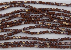 4mm Firepolish Czech Glass Beads - Opaque Umber Apollo Matte