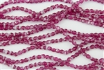 4mm Firepolish Czech Glass Beads - Pearl Fuchsia Pink