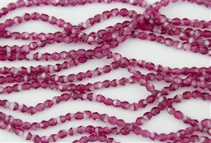 4mm Firepolish Czech Glass Beads - Pearl Fuchsia Pink