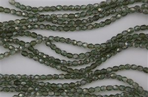 4mm Firepolish Czech Glass Beads - Prairie Green Celsian