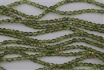 4mm Firepolish Czech Glass Beads - Transparent Olivine Copper Luster