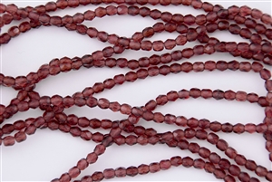 4mm Firepolish Czech Glass Beads - Transparent Mauve