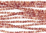 4mm Firepolish Czech Glass Beads - HurriCane Crimson Chrysalis Matte