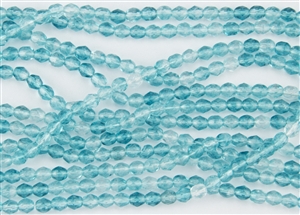 4mm Firepolish Czech Glass Beads - HurriCane Icy Turquoise