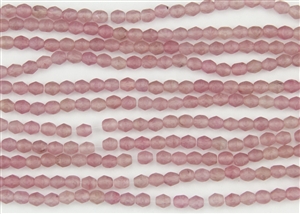 4mm Firepolish Czech Glass Beads - HurriCane Sweet Pink Matte