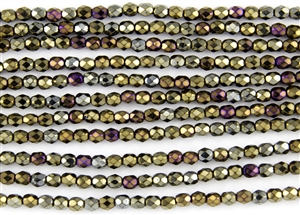 4mm Firepolish Czech Glass Beads - Iris Brown Metallic