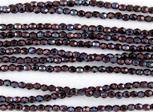 4mm Firepolish Czech Glass Beads - Metallic Amethyst Luster