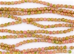 4mm Firepolish Czech Glass Beads - Pink Coral Olivine