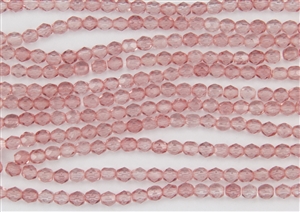 4mm Firepolish Czech Glass Beads - Coated Misty Rose