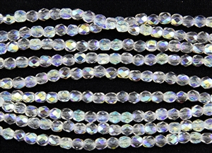 4mm Firepolish Czech Glass Beads - Crystal AB