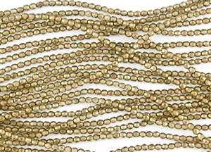 4mm Firepolish Czech Glass Beads - Gold Linen Halo