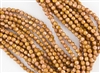 4mm Firepolish Czech Glass Beads - Gold Travertine Copper Stone Luster