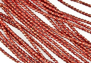 4mm Firepolish Czech Glass Beads - Cardinal Red Halo Ethereal