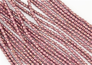 4mm Firepolish Czech Glass Beads - Cherub Pink Halo Ethereal