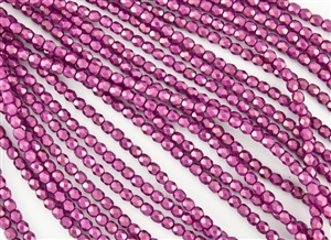 4mm Firepolish Czech Glass Beads - Candy Pink Halo Ethereal