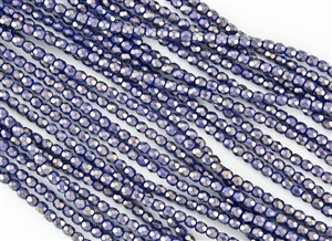 4mm Firepolish Czech Glass Beads - Ultramarine Blue Halo Ethereal