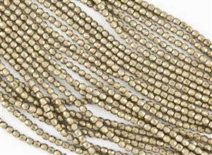 4mm Firepolish Czech Glass Beads - Gold Linen Halo Ethereal