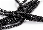 4mm Firepolish Czech Glass Beads - Opaque Jet Black
