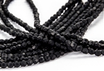 4mm Firepolish Czech Glass Beads - Opaque Jet Black Matte