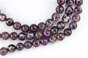 10mm Aqua Terra Jasper Gemstone Round Beads - Dark Purple