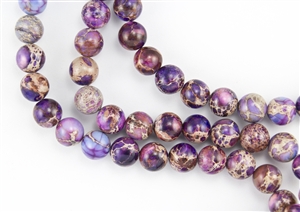 10mm Aqua Terra Jasper Gemstone Round Beads - Light Purple