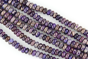 10x6mm Aqua Terra Jasper Gemstone Rondelle Beads - Dark Purple