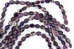 10x8mm Aqua Terra Jasper Gemstone Puffed Oval Beads - Dark Purple