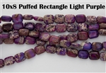 10x8mm Aqua Terra Jasper Gemstone Puffed Rectangle Beads - Light Purple