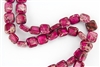 12mm Aqua Terra Jasper Gemstone Puffed Square Beads - Raspberry