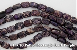 14x10mm Aqua Terra Jasper Gemstone Puffed Rectangle Beads - Dark Purple