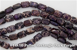 14x10mm Aqua Terra Jasper Gemstone Puffed Rectangle Beads - Dark Purple